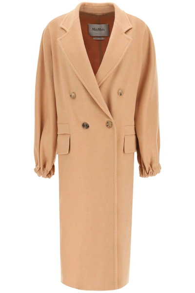 Max Mara Beige Creso Double-breasted Long Coat In Camel
