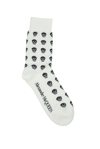 Alexander Mcqueen White And Black Socks With Iconic Skull In White