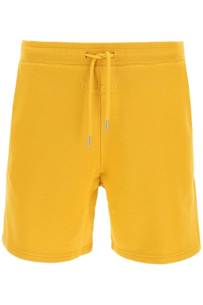 Bel-air Athletics Logo Embroidered Cotton Track Shorts In Yellow