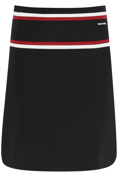 Miu Miu Black Striped Waistband A-line Skirt