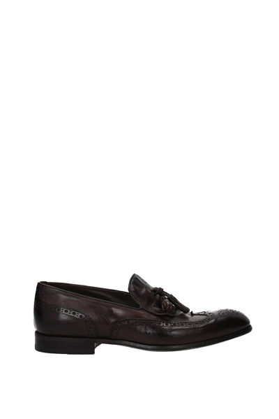 Green George Loafers Leather In Brown
