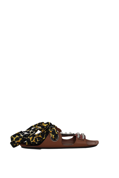 Prada Slippers And Clogs Leather In Brown