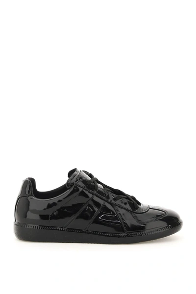 Maison Margiela Replica Patent Leather Low-top Sneakers In Black (black)