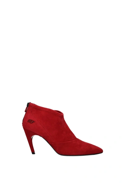 Roger Vivier Ankle Boots Choc Real Suede In Red