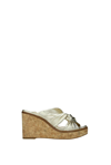 Jimmy Choo Narisa Metallic Leather Platform Wedge Mules In Gold