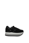 Hogan Maxi H222 Black Glitter Fabric Sneakers In Black
