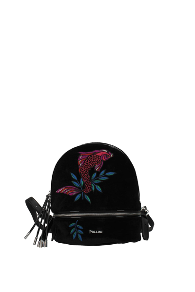 Pollini Backpacks And Bumbags Velvet In Black
