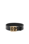 Dolce & Gabbana Dolce&gabbana Black Belt With Rutenium Dg Plaque In Black