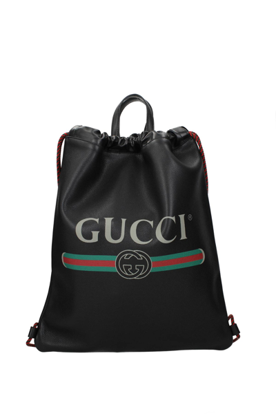 Gucci Backpack And Bumbags Leather In Black