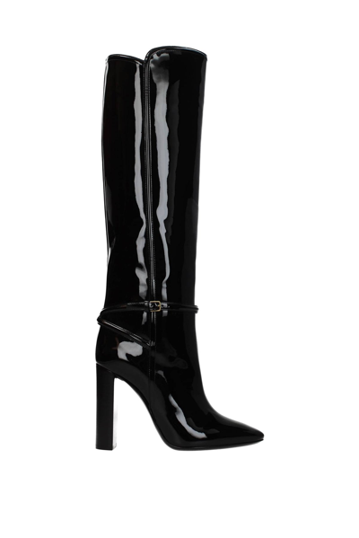 Saint Laurent 76 Boots In Patent Leather In Black