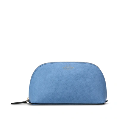Smythson Cosmetic Case In Panama In Nile Blue