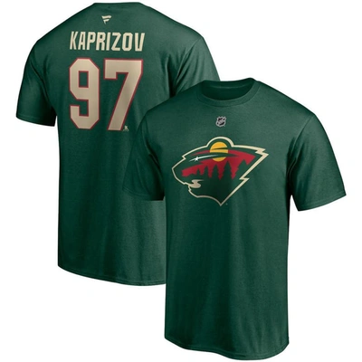 Fanatics Men's Kirill Kaprizov Green Minnesota Wild Authentic Stack Name And Number T-shirt