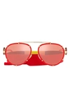 Versace 61mm Pilot Sunglasses In Red/ Pink Mirror Red