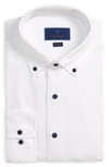 David Donahue Knit Oxford Dress Shirt In White