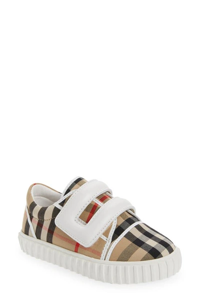 Burberry Kids' Vintage Check Canvas Sneakers In Beige