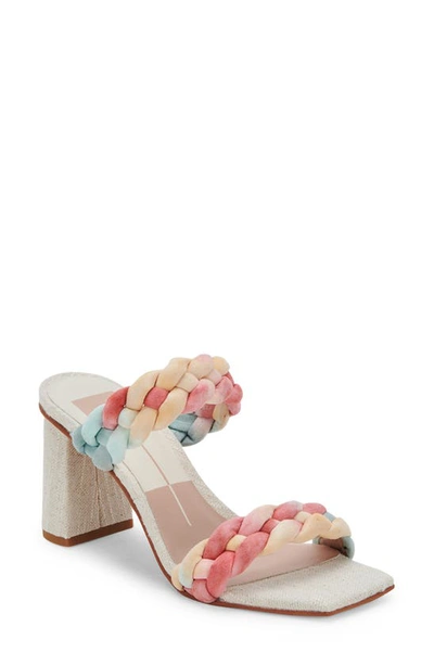 Dolce Vita Women's Paily Braided Double Strap High Heel Sandals In Coral Pastel Multi