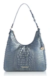 Brahmin Tabitha Croc Embossed Leather Shoulder Bag In Serenity