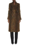 BALENCIAGA HOURGLASS LEOPARD PRINT DOUBLE BREASTED FAUX FUR COAT