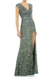 MAC DUGGAL SEQUIN EMBELLISHED TRUMPET GOWN
