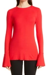 Capsule 121 The Polaris Ruffle Cuff Knit Top In Jelly Apple
