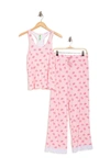 Honeydew Lace Trim Racerback Tank & Pants 2-piece Pajama Set In Fairytale Kisses