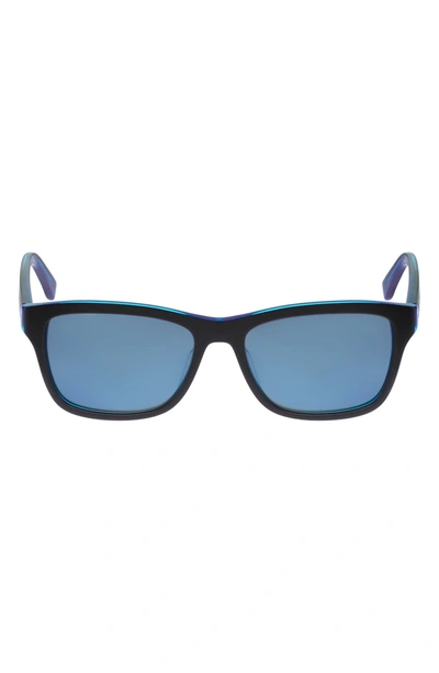 Lacoste 55mm Gradient Rectangular Sunglasses In Black/blue