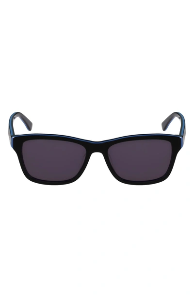 Lacoste 55mm Gradient Rectangular Sunglasses In Black/blue/black