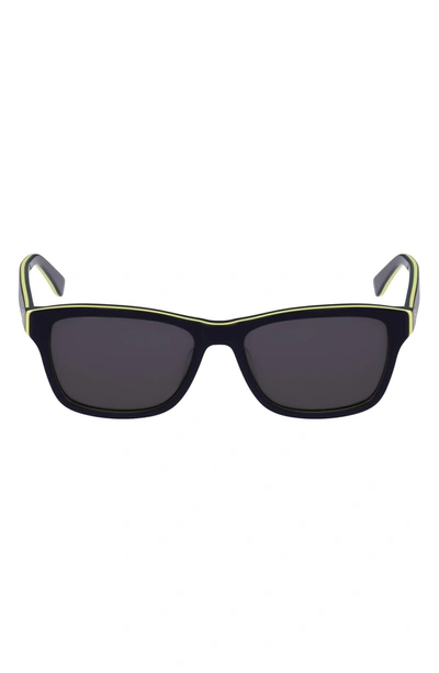 Lacoste 55mm Gradient Rectangular Sunglasses In Blue/yellow/blue