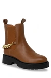 Chase & Chloe ́ Chain Trimmed Chelsea Boot In Tan Pu