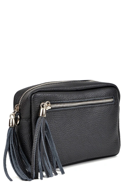 Isabella Rhea Pebbled Leather Tassel Crossbody Bag In Nero