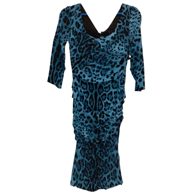 Pre-owned Dolce & Gabbana Silk Mini Dress In Blue