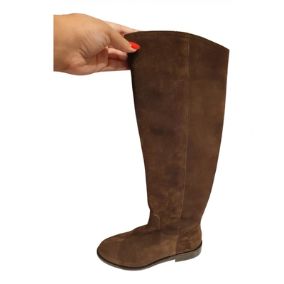 Pre-owned Max Mara Leather Boots In Brown