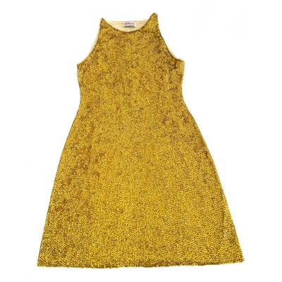 Pre-owned P.a.r.o.s.h Glitter Mid-length Dress In Yellow