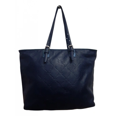 Pre-owned Longchamp Leather Tote In Navy