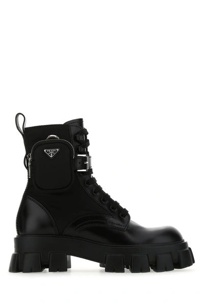 Prada Black Leather And Re-nylon Monolith Boots  Nd  Uomo 6