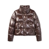 Noize Women's Cropped Pillow Collar Puffer With Channel Quilt Coat In Espresso
