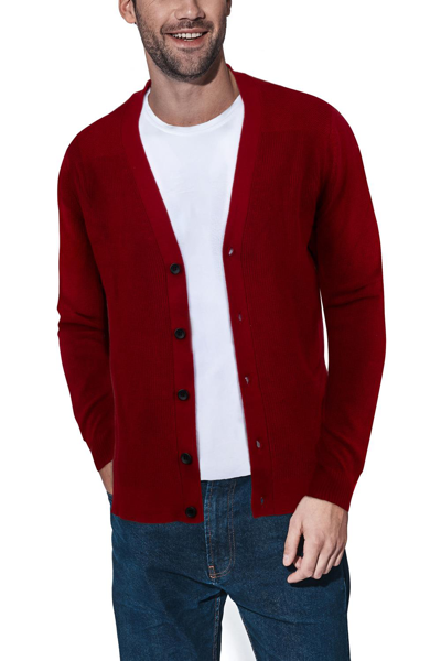 X-ray Cotton V-neck Cardigan Sweater In Jester Red