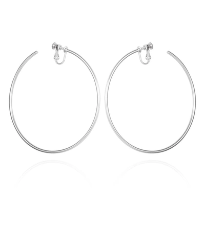 Vince Camuto Sleek Extra Large Clip On Hoop Earrings In Silver-tone