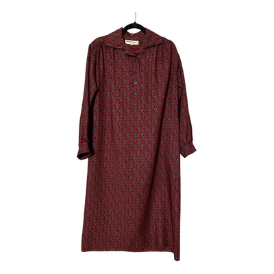 Pre-owned Saint Laurent Wool Mid-length Dress In Burgundy
