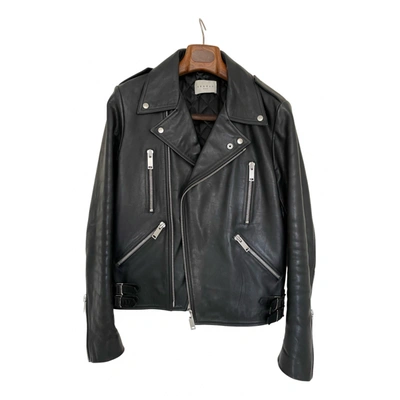 Pre-owned Sandro Leather Jacket In Black