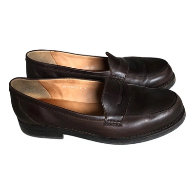 Pre-owned Heschung Leather Flats In Brown