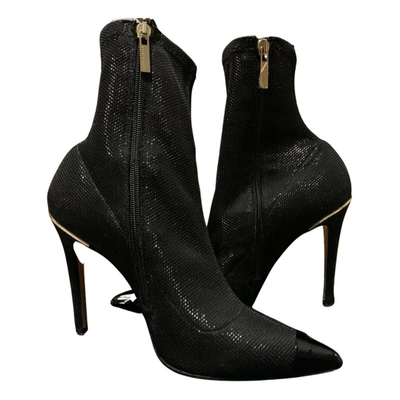 Pre-owned Elisabetta Franchi Cloth Ankle Boots In Black