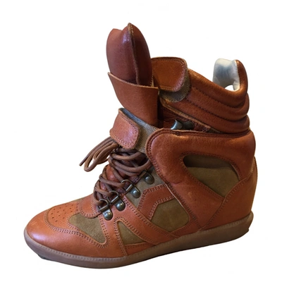 Pre-owned Isabel Marant Étoile Leather Trainers In Camel