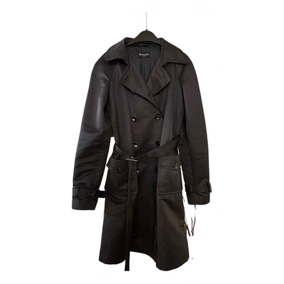 Pre-owned Massimo Dutti Trench Coat In Black