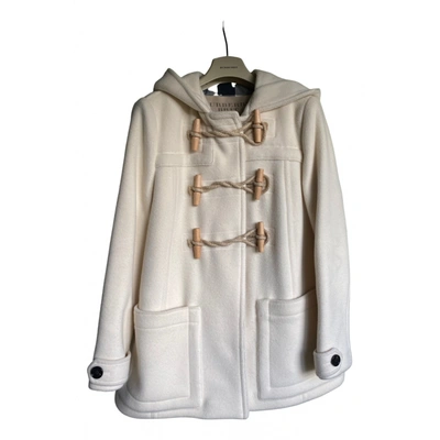 Pre-owned Burberry Wool Dufflecoat In White