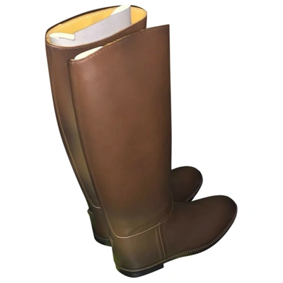 Pre-owned Aigle Leather Riding Boots In Brown