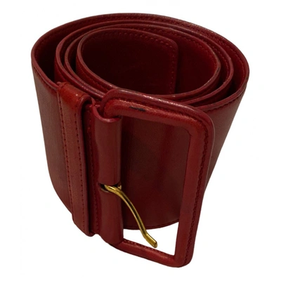 Pre-owned Miu Miu Leather Belt In Red