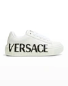 Versace Greca Logo-print Lace-up Trainers In White Black