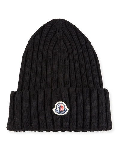 Moncler Virgin Wool Knit Beanie In White