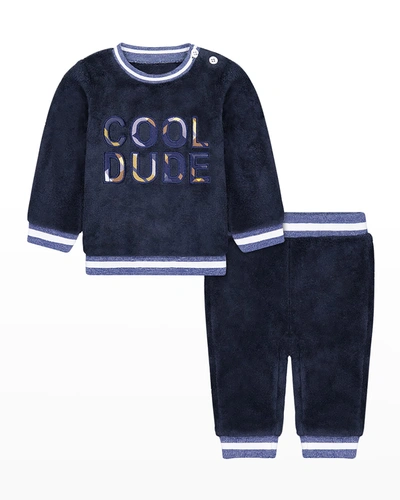 Andy & Evan Kids' Girl's Cool Dude 2-piece Plush Sweater Set In Blue